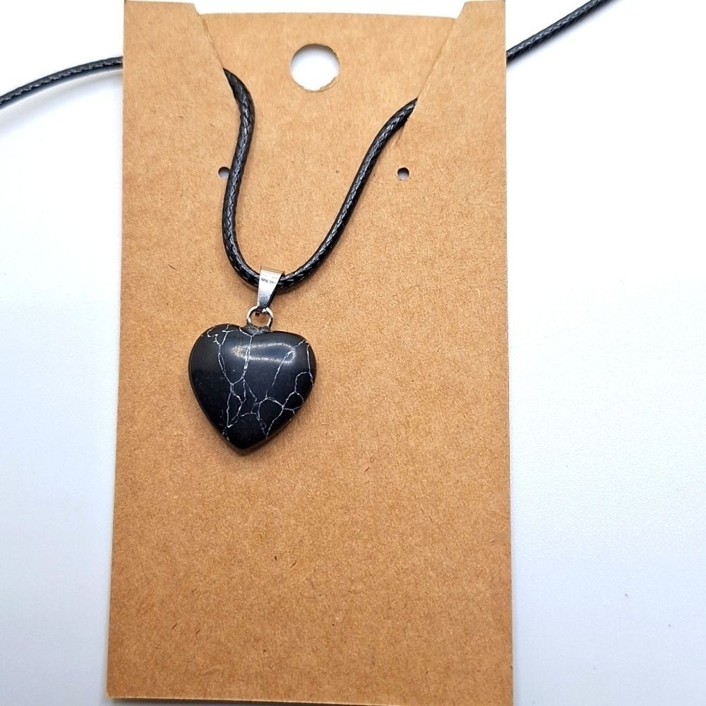 Black heart necklace jasper stone